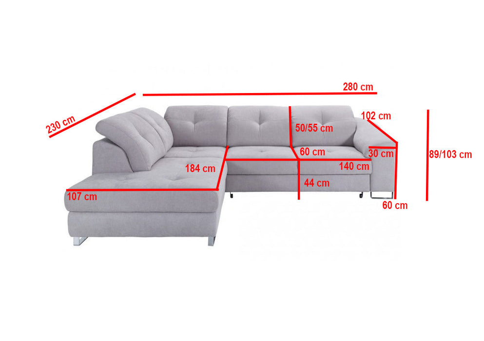 Maxima House Sleeper Sectional Sofa NOBILIA with Storage BEN004 - Bed & Sofa Hub