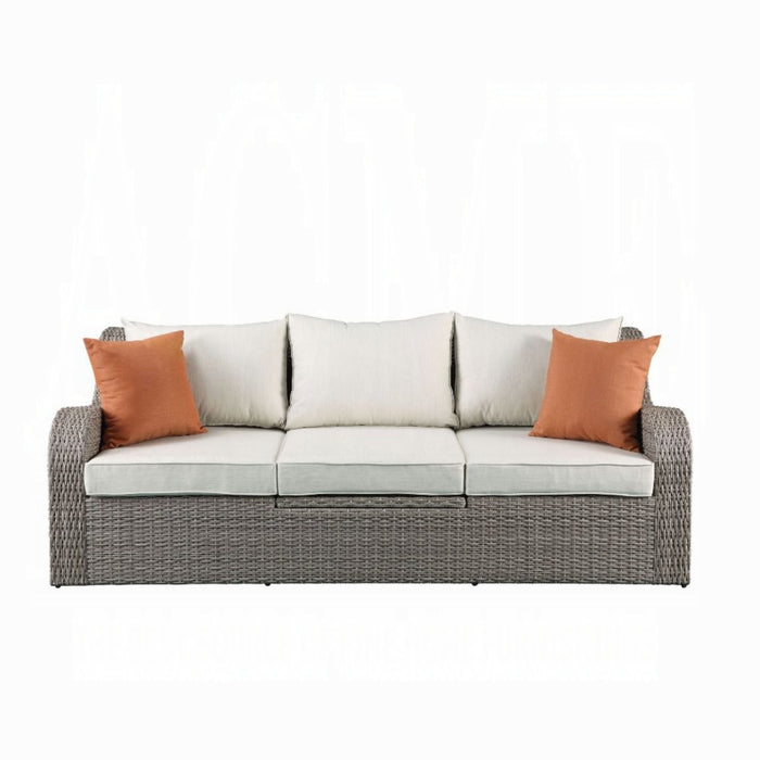 ACME Salena Patio Sofa W/2 Pillows & 2 Ottomans - Bed & Sofa Hub