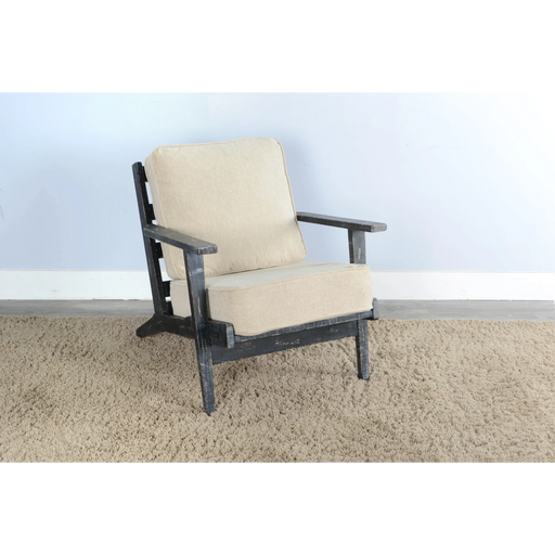 Sunny Designs Marina Mid-Century Mahogany Accent Chair with Cushion - Black Sand - Bed & Sofa Hub