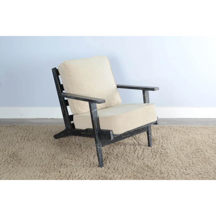 Sunny Designs Marina Mid-Century Mahogany Accent Chair with Cushion - Black Sand - Bed & Sofa Hub