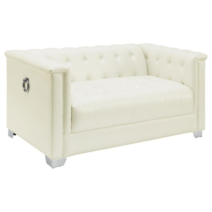 Coaster Chaviano 4-piece Upholstered Track Arm Sofa Living Room Set Pearl White - Bed & Sofa Hub