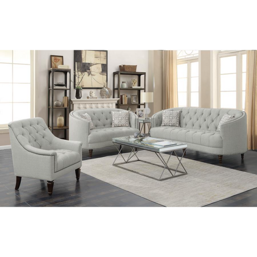 Coaster Avonlea 3-piece Upholstered Sloped Arm Sofa Living Room Set Grey Fabric - Bed & Sofa Hub