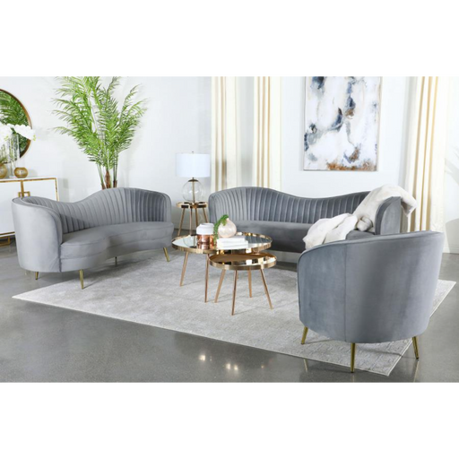 Coaster Sophia 3-piece Upholstered Channel Tufted Sofa Living Room Set Grey - Bed & Sofa Hub
