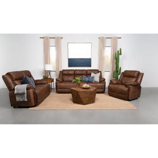 Coaster Ellington 3-piece Upholstered Padded Arm Sofa Living Room Set Dark Brown - Bed & Sofa Hub