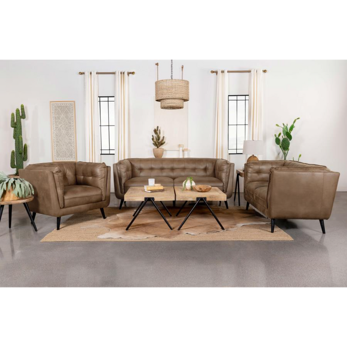 Coaster Thatcher 3-piece Upholstered Tuxedo Arm Sofa Living Room Set Brown - Bed & Sofa Hub