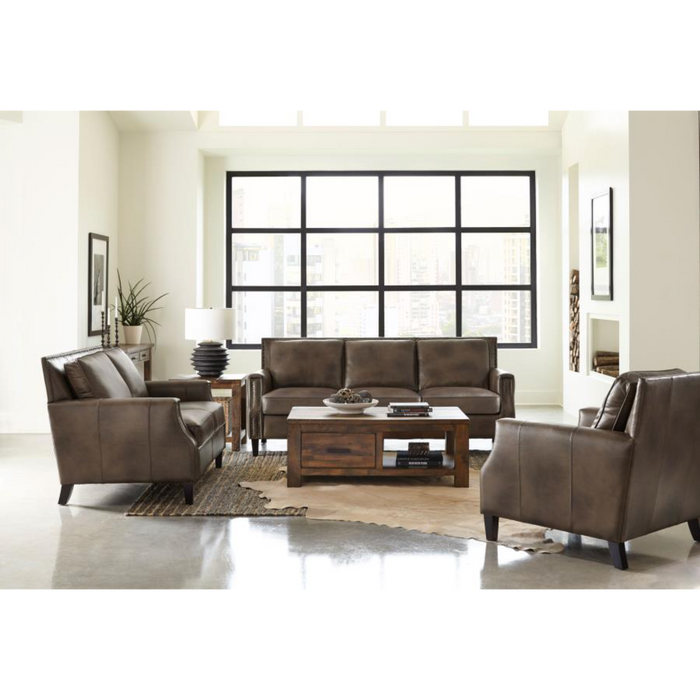 Coaster Leaton 3-piece Upholstered Recessed Arm Sofa Living Room Set Brown Sugar - Bed & Sofa Hub