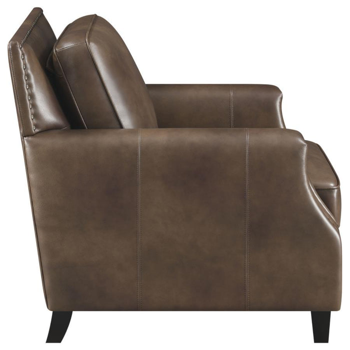 Coaster Leaton 3-piece Upholstered Recessed Arm Sofa Living Room Set Brown Sugar - Bed & Sofa Hub
