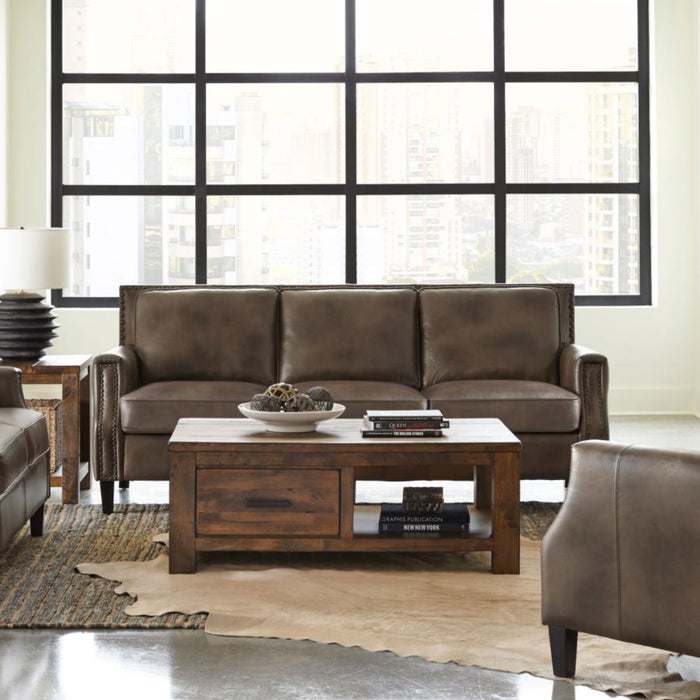 Coaster Leaton Upholstered Recessed Arm Sofa Brown Sugar - Bed & Sofa Hub