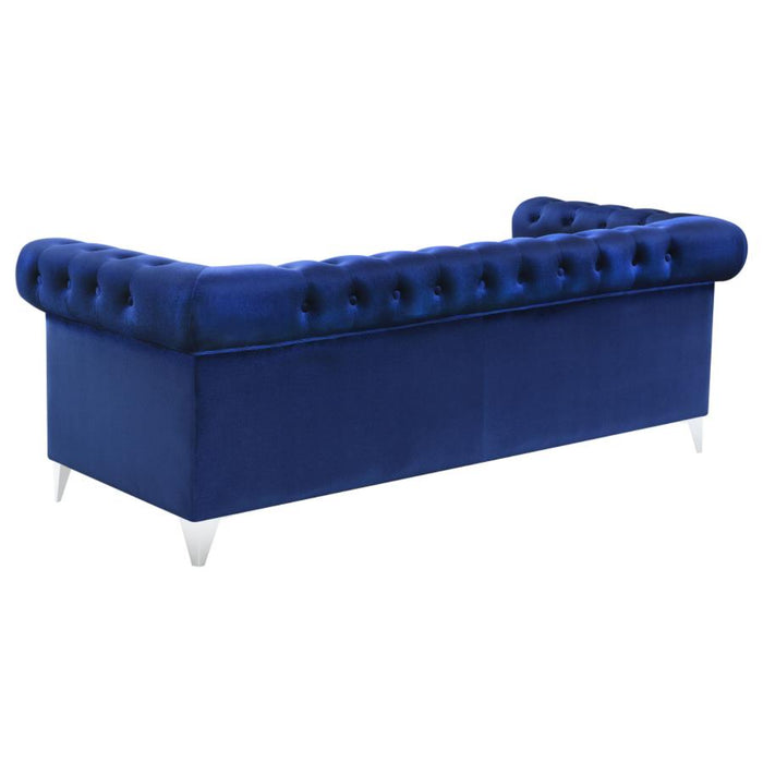 Coaster Bleker 3-piece Upholstered Tuxedo Arm Tufted Sofa Living Room Set Blue - Bed & Sofa Hub