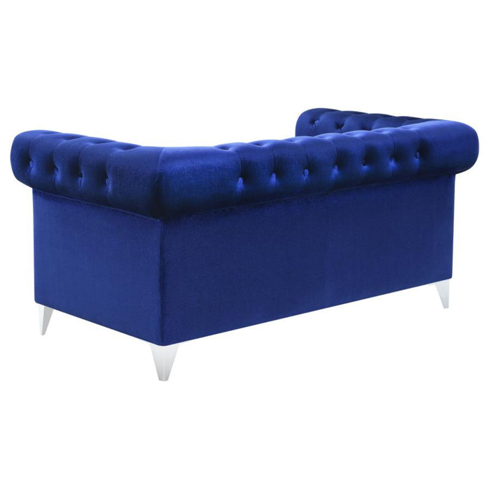 Coaster Bleker 3-piece Upholstered Tuxedo Arm Tufted Sofa Living Room Set Blue - Bed & Sofa Hub