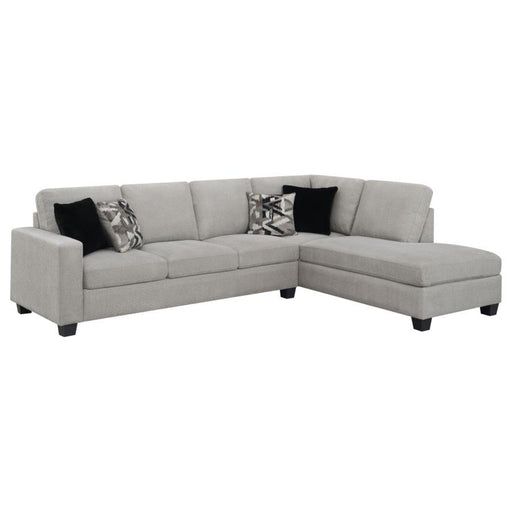 Coaster Whitson Upholstered Track Arm Sectional Chaise Sofa Stone - Bed & Sofa Hub