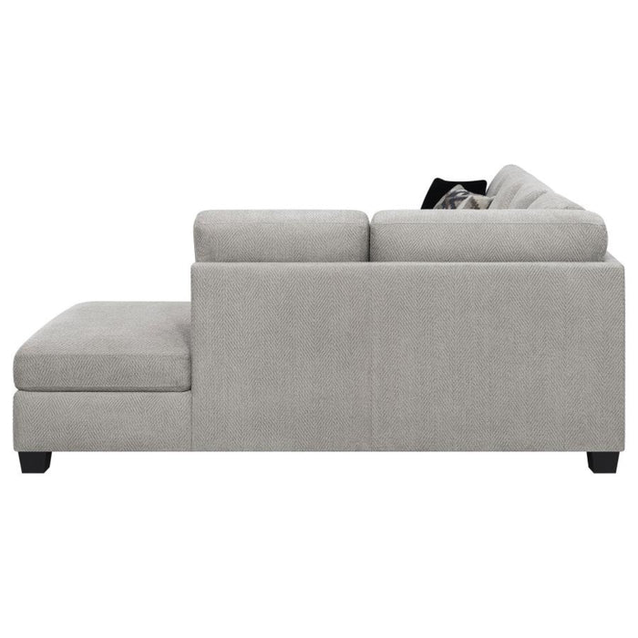 Coaster Whitson Upholstered Track Arm Sectional Chaise Sofa Stone - Bed & Sofa Hub