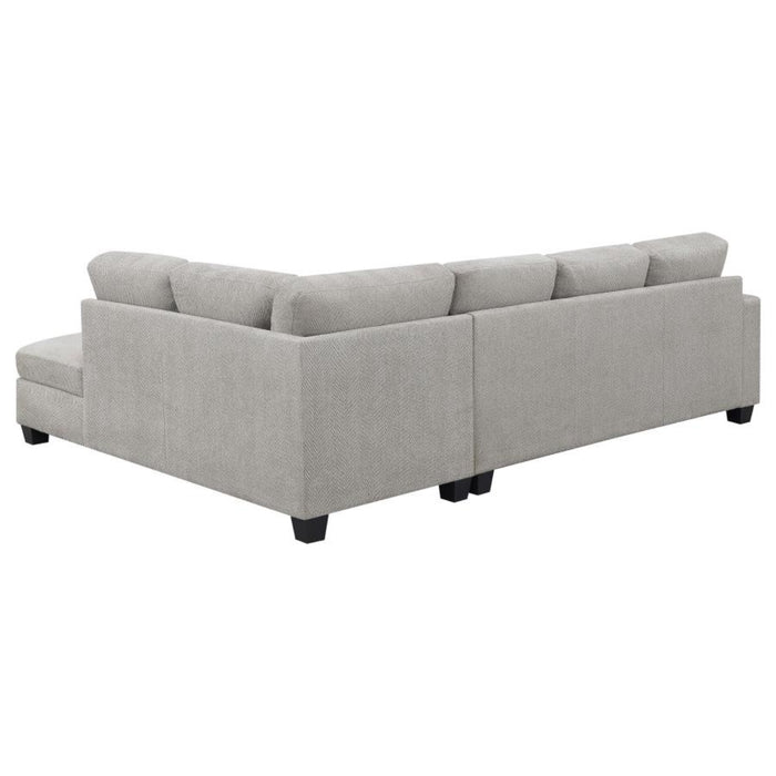 Coaster Whitson Upholstered Track Arm Sectional Chaise Sofa Stone - Bed & Sofa Hub