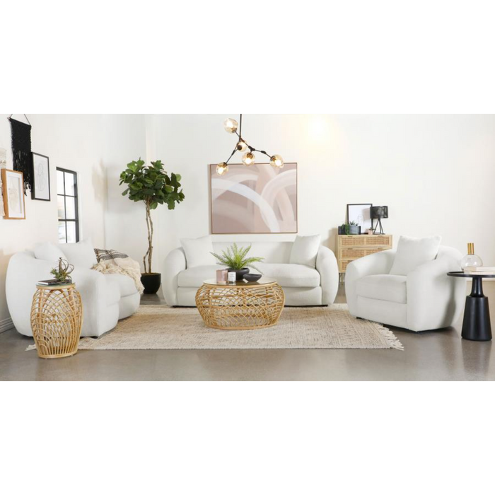 Coaster Isabella 3-piece Faux Sheepskin Upholstered Sofa Living Room Set Natural - Bed & Sofa Hub