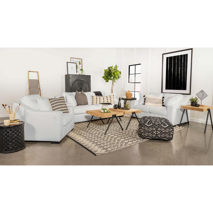 Coaster Ashlyn 3-piece Upholstered Sloped Arm Sofa Living Room Set White - Bed & Sofa Hub