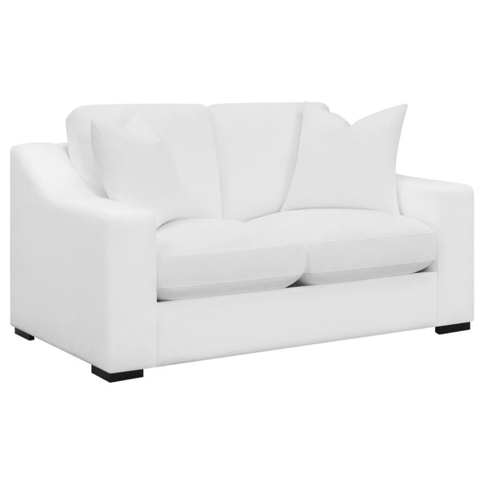 Coaster Ashlyn 3-piece Upholstered Sloped Arm Sofa Living Room Set White - Bed & Sofa Hub