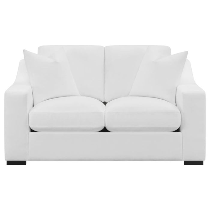 Coaster Ashlyn 3-piece Upholstered Sloped Arm Sofa Living Room Set White - Bed & Sofa Hub