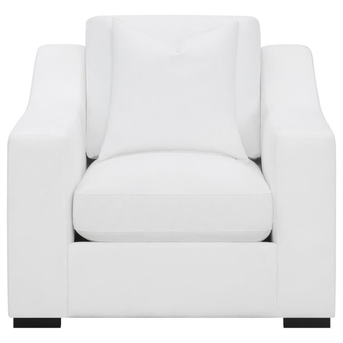Coaster Ashlyn 3-piece Upholstered Sloped Arm Sofa Living Room Set White - Bed & Sofa Hub