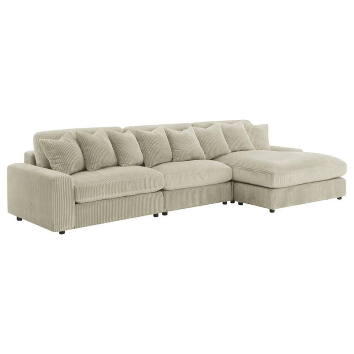 Coaster Blaine Upholstered Reversible Chaise Sectional Sofa Sand - Bed & Sofa Hub