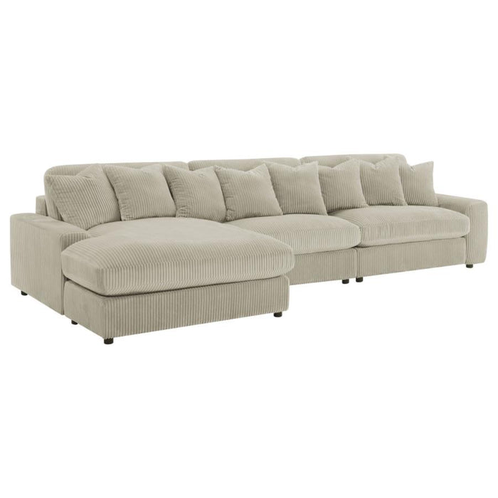 Coaster Blaine Upholstered Reversible Chaise Sectional Sofa Sand - Bed & Sofa Hub
