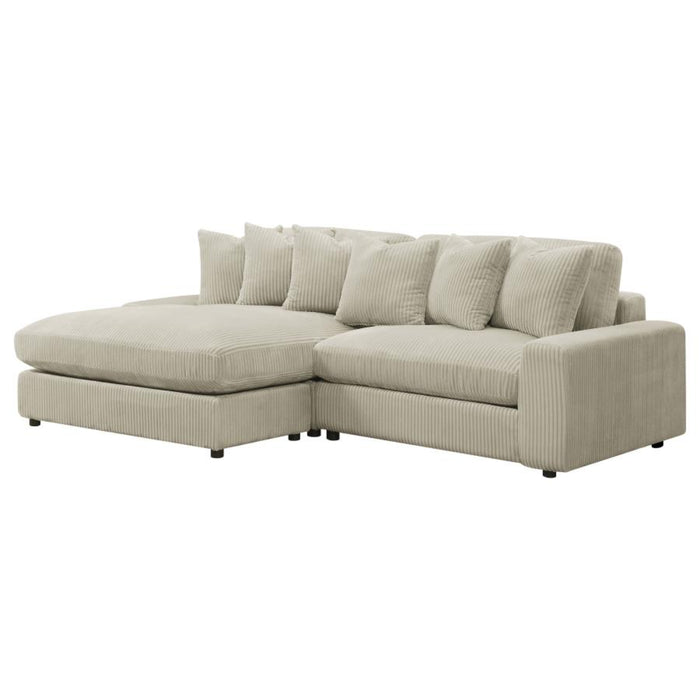 Coaster Blaine Upholstered Reversible Chaise Sectional Sofa Sand - Bed & Sofa Hub