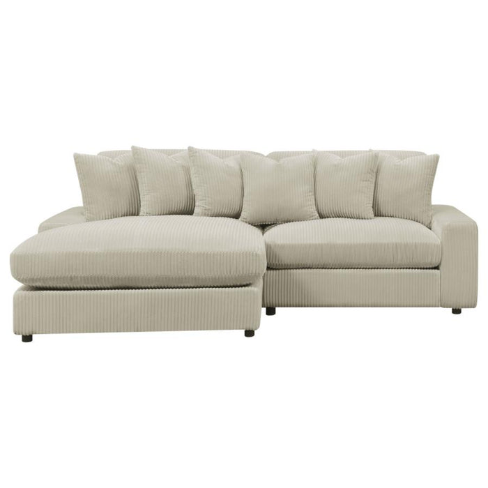 Coaster Blaine Upholstered Reversible Chaise Sectional Sofa Sand - Bed & Sofa Hub