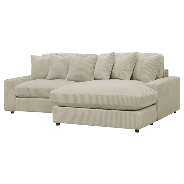 Coaster Blaine Upholstered Reversible Chaise Sectional Sofa Sand - Bed & Sofa Hub
