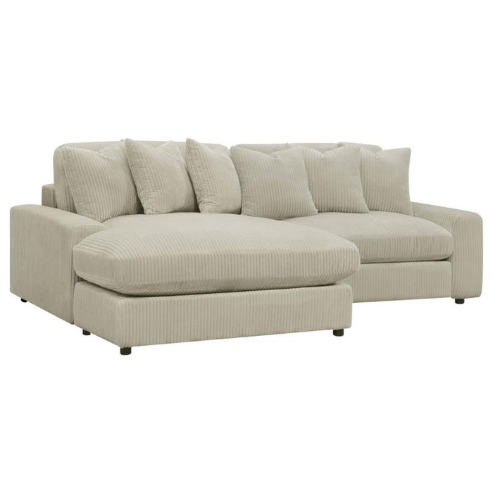Coaster Blaine Upholstered Reversible Chaise Sectional Sofa Sand - Bed & Sofa Hub