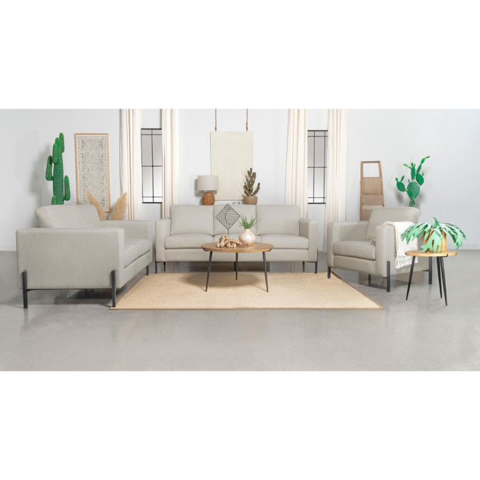 Coaster Tilly 3-piece Upholstered Track Arm Sofa Living Room Set Oatmeal - Bed & Sofa Hub