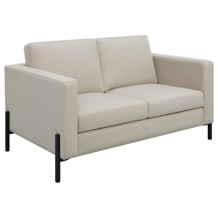 Coaster Tilly 3-piece Upholstered Track Arm Sofa Living Room Set Oatmeal - Bed & Sofa Hub