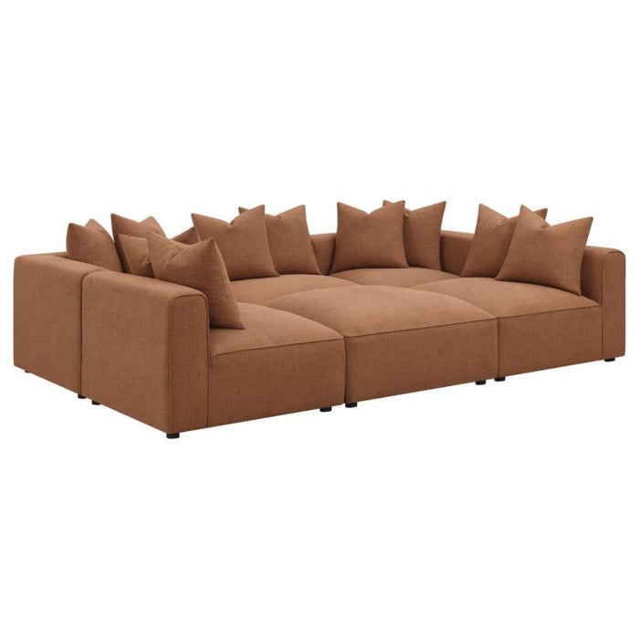 Coaster Jennifer 6-piece Upholstered Modular Sectional Terracotta - Bed & Sofa Hub