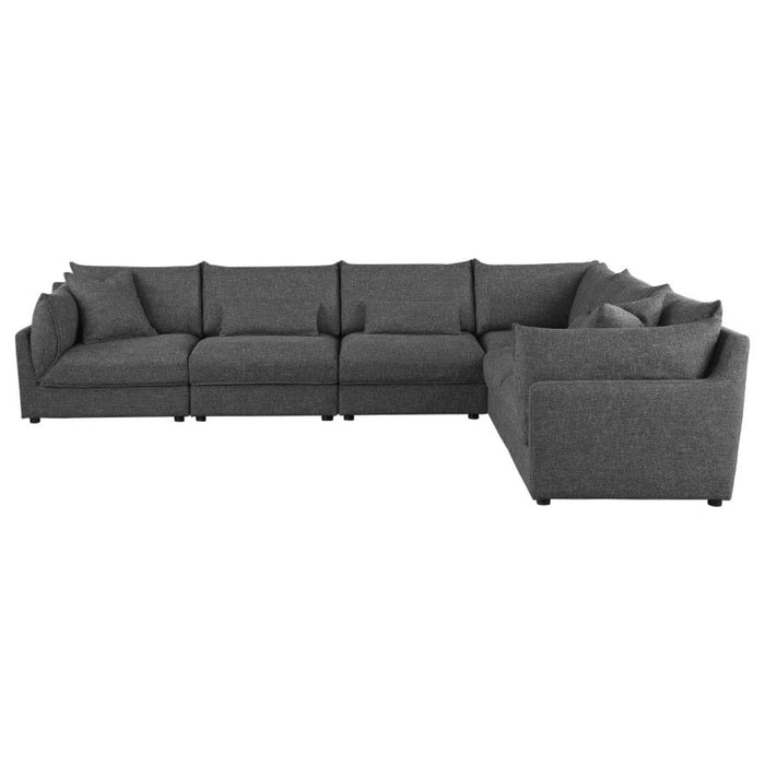 Coaster Sasha 6-Piece Upholstered Modular Sectional Barely Black - Bed & Sofa Hub