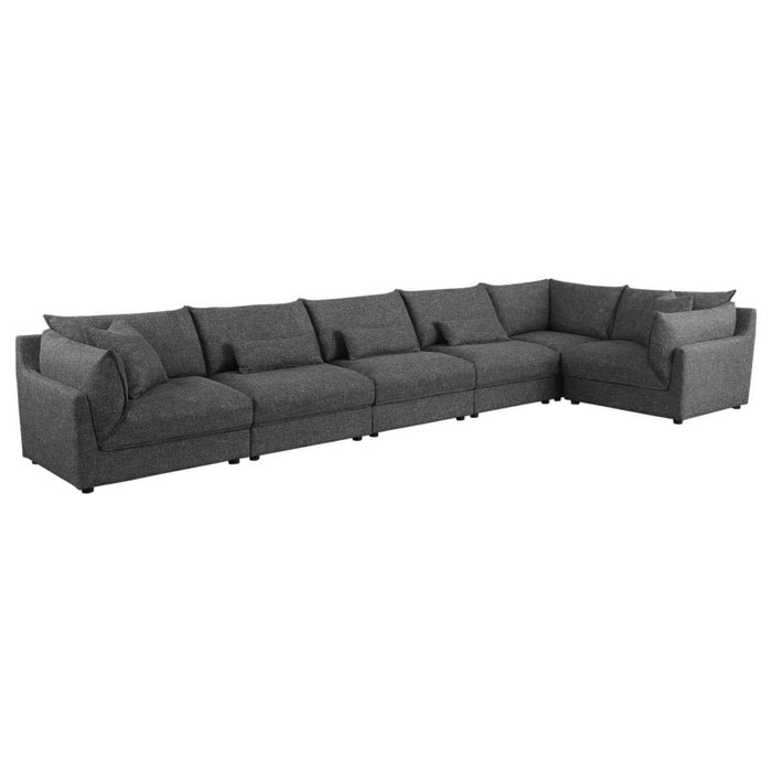 Coaster Sasha 6-Piece Upholstered Modular Sectional Barely Black - Bed & Sofa Hub