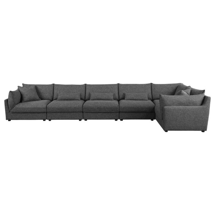 Coaster Sasha 6-Piece Upholstered Modular Sectional Barely Black - Bed & Sofa Hub