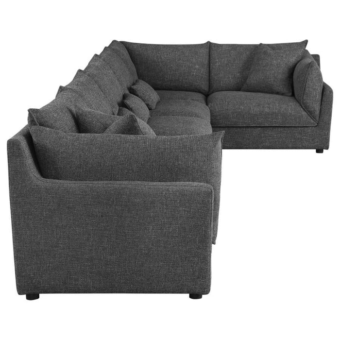 Coaster Sasha 6-Piece Upholstered Modular Sectional Barely Black - Bed & Sofa Hub
