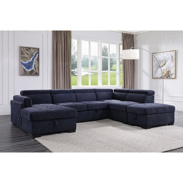 ACME Nekoda Sectional Sofa W/Storage & Ottoman - Bed & Sofa Hub