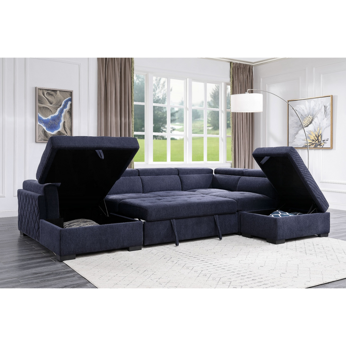 ACME Nekoda Sectional Sofa W/Storage & Ottoman - Bed & Sofa Hub