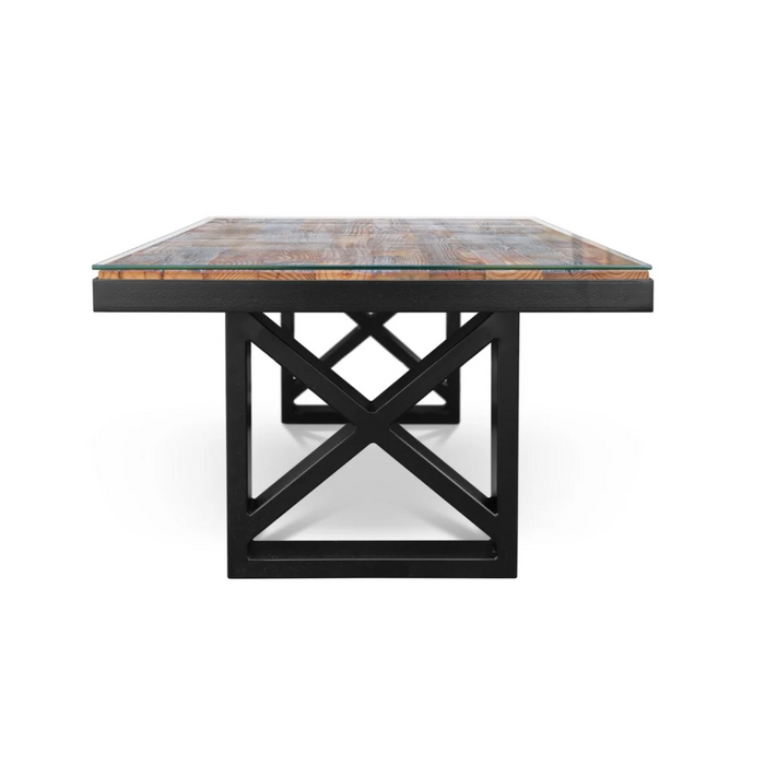 Maxima House Kanto-T Glass Top Solid Wood Dining Table - Bed & Sofa Hub