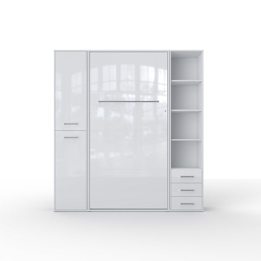 Maxima House Vertical Murphy Bed Invento, European Queen Size with mattress and 2 storage cabinets IN160V-08/09W - Bed & Sofa Hub