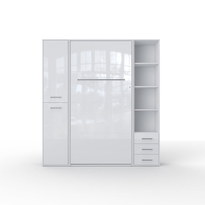 Maxima House Vertical Murphy Bed Invento, European Queen Size with mattress and 2 storage cabinets IN160V-08/09W - Bed & Sofa Hub