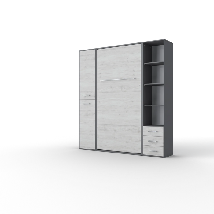 Maxima House Vertical Murphy Bed Invento, European Queen Size with Mattress and 2 Storage Cabinets - Bed & Sofa Hub
