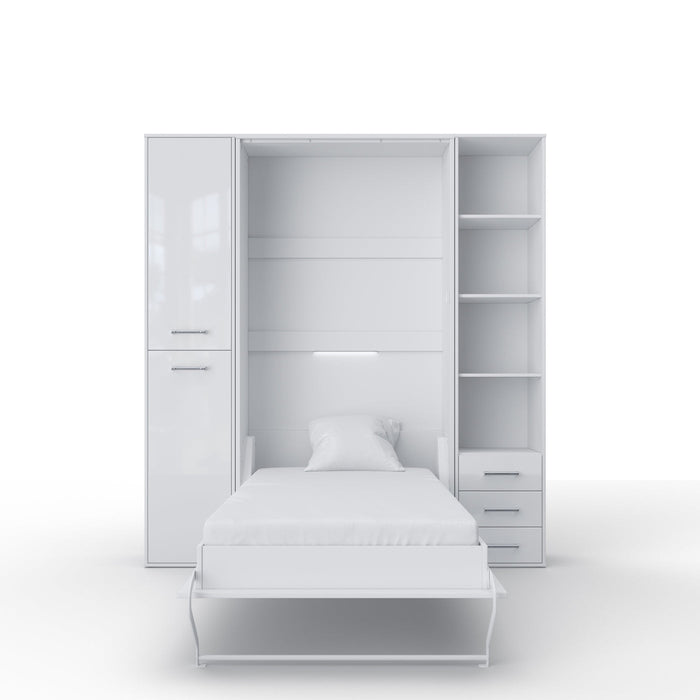 Maxima House Vertical Murphy Bed Invento, European Queen Size with mattress and 2 storage cabinets IN160V-08/09W - Bed & Sofa Hub