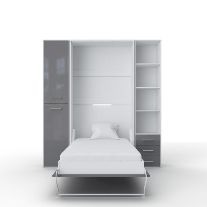 Maxima House Vertical Murphy Bed Invento, European Queen Size with Mattress and 2 Storage Cabinets - Bed & Sofa Hub