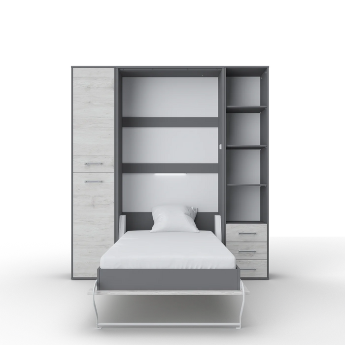 Maxima House Vertical Murphy Bed Invento, European Queen Size with Mattress and 2 Storage Cabinets - Bed & Sofa Hub