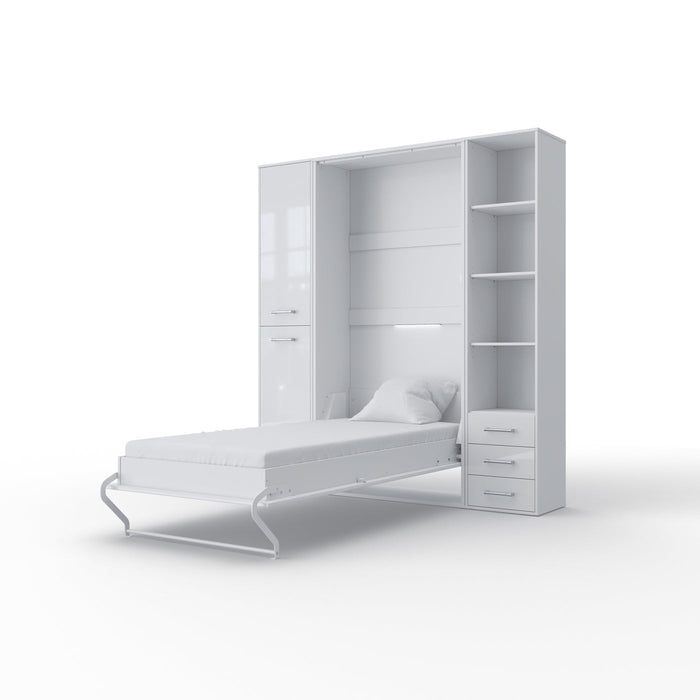 Maxima House Vertical Murphy Bed Invento, European Queen Size with mattress and 2 storage cabinets IN160V-08/09W - Bed & Sofa Hub