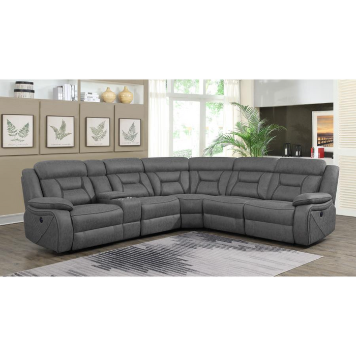 Coaster Higgins Upholstered Power Reclining Sectional Sofa Grey - Bed & Sofa Hub
