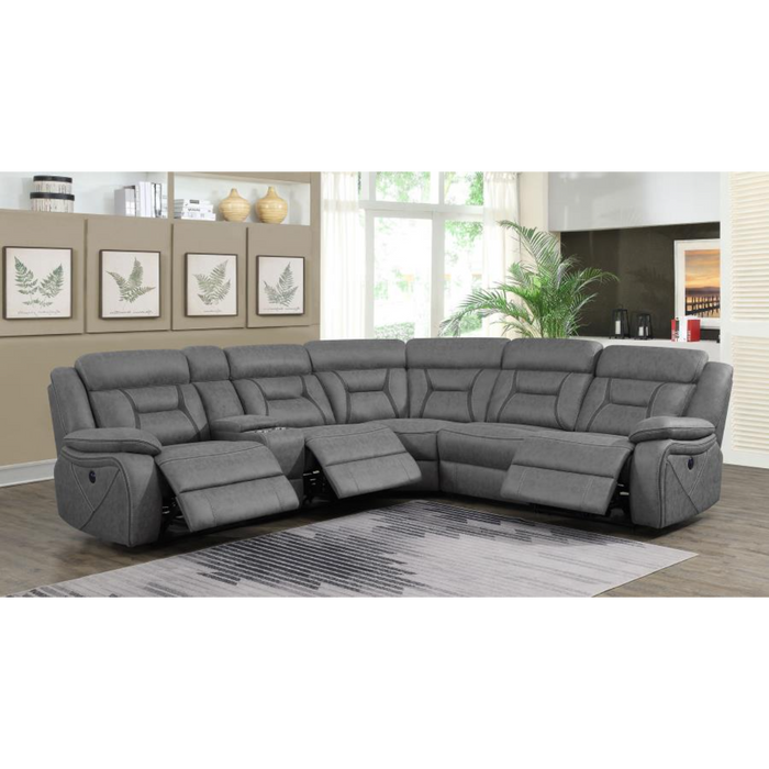 Coaster Higgins Upholstered Power Reclining Sectional Sofa Grey - Bed & Sofa Hub