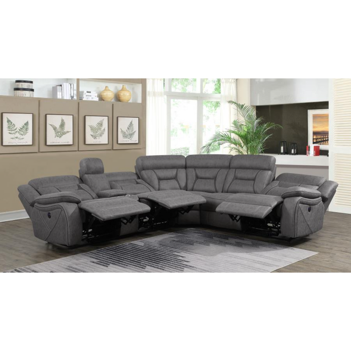 Coaster Higgins Upholstered Power Reclining Sectional Sofa Grey - Bed & Sofa Hub