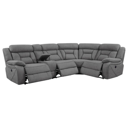 Coaster Higgins Upholstered Power Reclining Sectional Sofa Grey - Bed & Sofa Hub