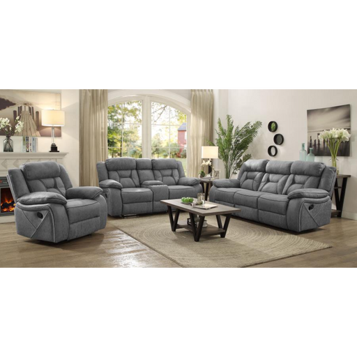 Coaster Higgins 3-piece Upholstered Motion Reclining Sofa Living Room Set Grey - Bed & Sofa Hub
